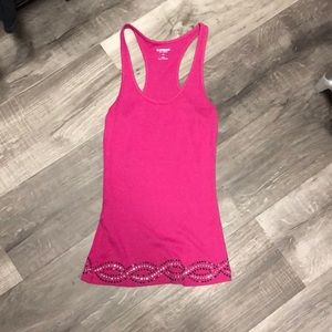 Pink express tank top with Rhine stone detailing